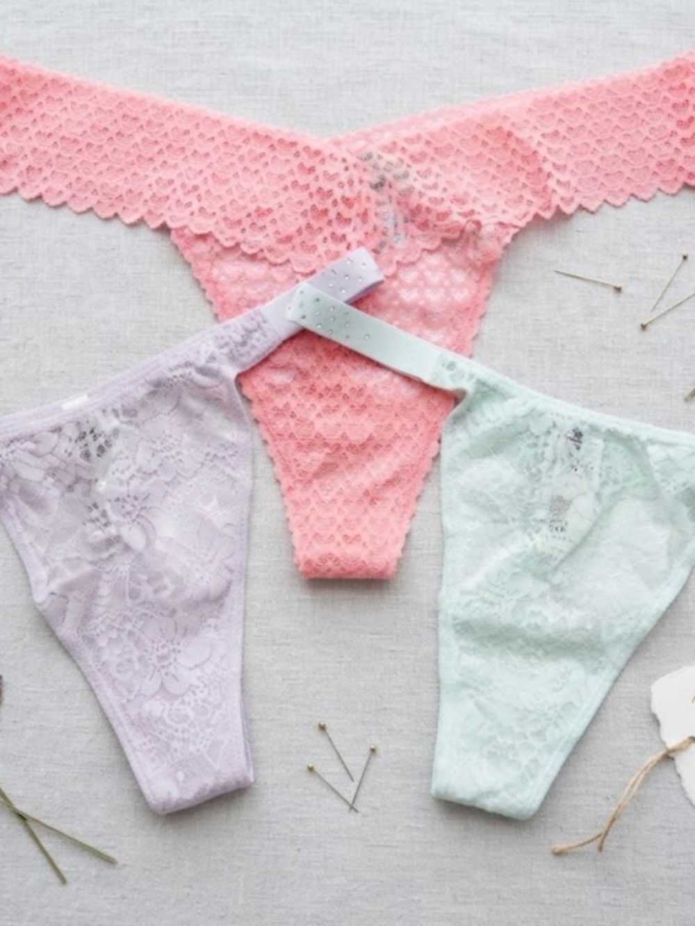 Victoria Secret 3pc Lace Thong Bundle